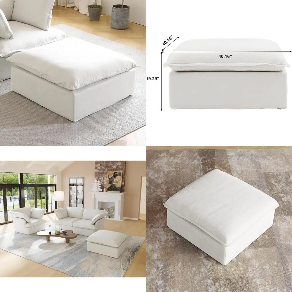 Minimalist Breathable Ottoman Covers Removable for Living Room, Paired with Sofa Couch, Comfortable and Stylish Accent Furniture