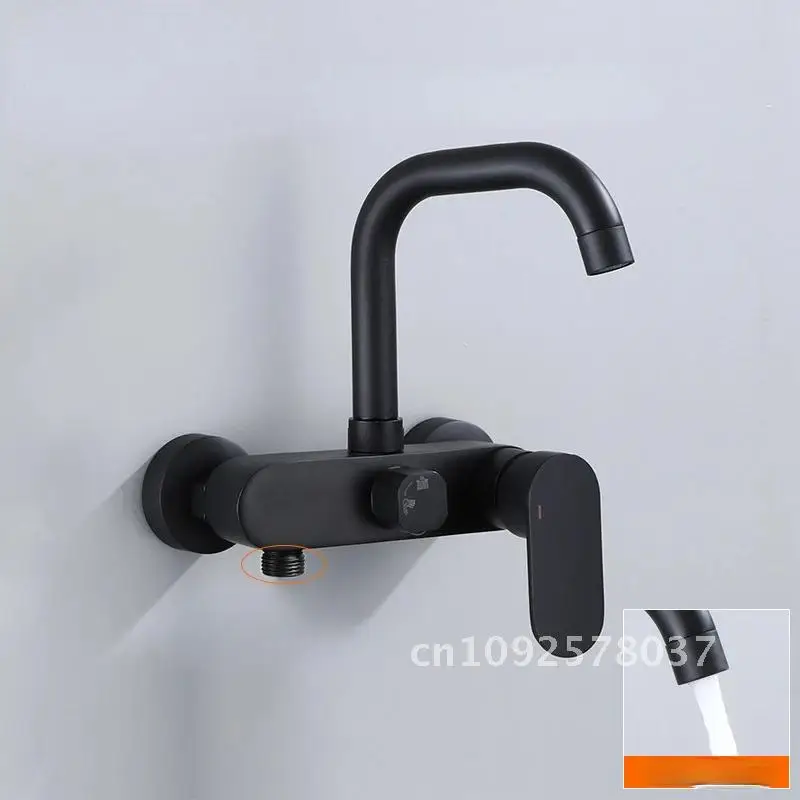 Kitchen Faucet Into Wall Type With Black Gun Hot Spray Copper Rotary Water And Universal Bathroom Cold