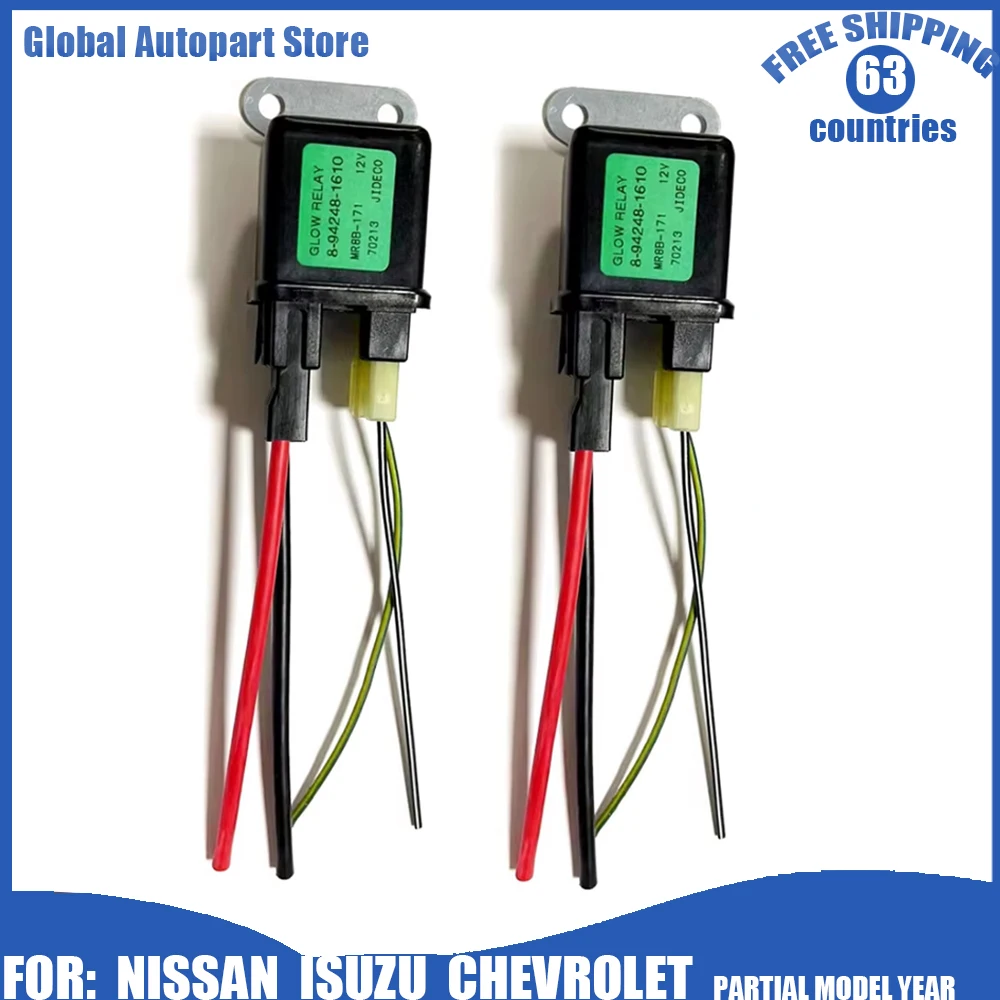 

New CarRelay Glow Plug Wire 2PCS 8942481610 MR8B171 12V Mover Parts Preheating For Nissan 1641565600 For Isuzu ZAXIS27U ZAXIS50U