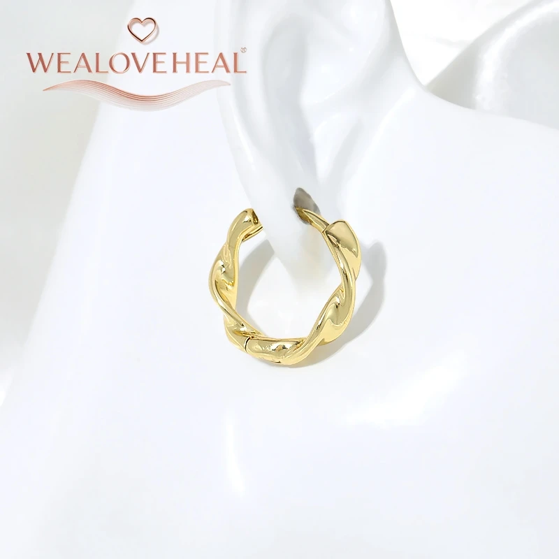 1 Paar 18K vergoldete Messing-Möbius-Twist-Huggie-Creolen für Damen, geometrische kleine Ohrringe für den Alltag, Party oder als Geschenk – Detail 21