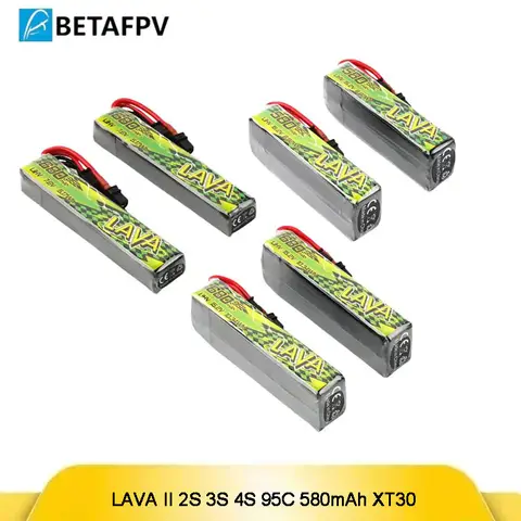 BETAFPV LAVA II 2S 3S 4S LiPo Battery 95C XT30 Plug, 580mAh 680mAh for Tinywhoop FPV Drone, Long Life and Fast Discharge