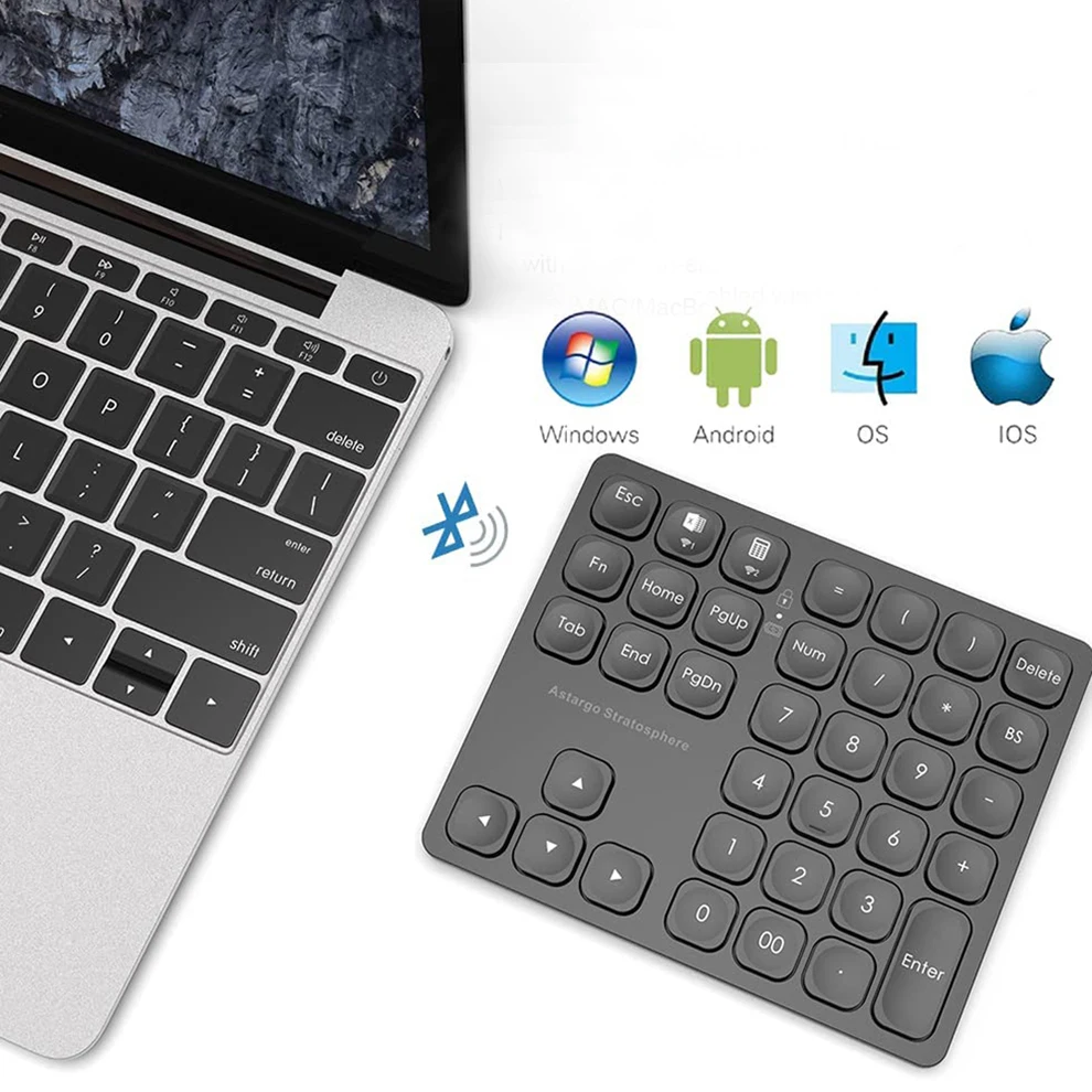 

Double Bluetooth Numeric keypad Rechargeable Wireless Number Pad 36-Keys External Wireless Numeric Keyboard Data Entry