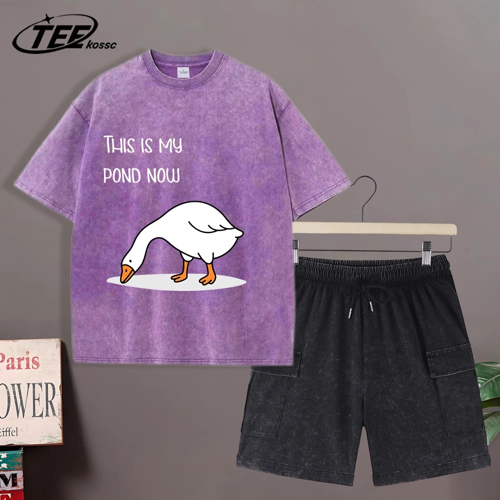

This Is My Pond Now Goose Washed Mans T-Shirts Sport Casual Tee Suit Summer Basics Fashion Clothing Cotton Unisex Loose Top