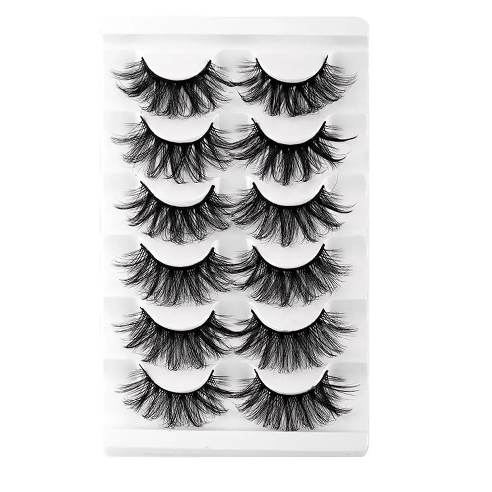 6 Pairs Dramatic Thick Eyelashes Wispy 8D Curly Fake Eyelashes False Eyelashes Lashes That Look Like Extensions Faux Mink Lashes