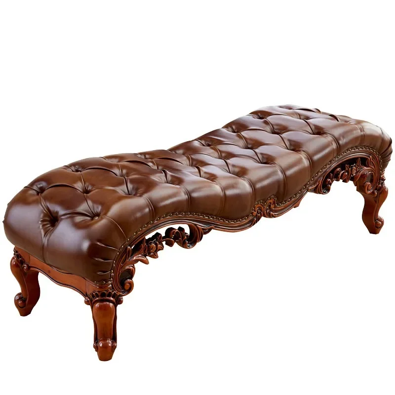 American tail stool shoe changing stool carved European style bed couch solid wood carving sofa living room bedroom bed front st