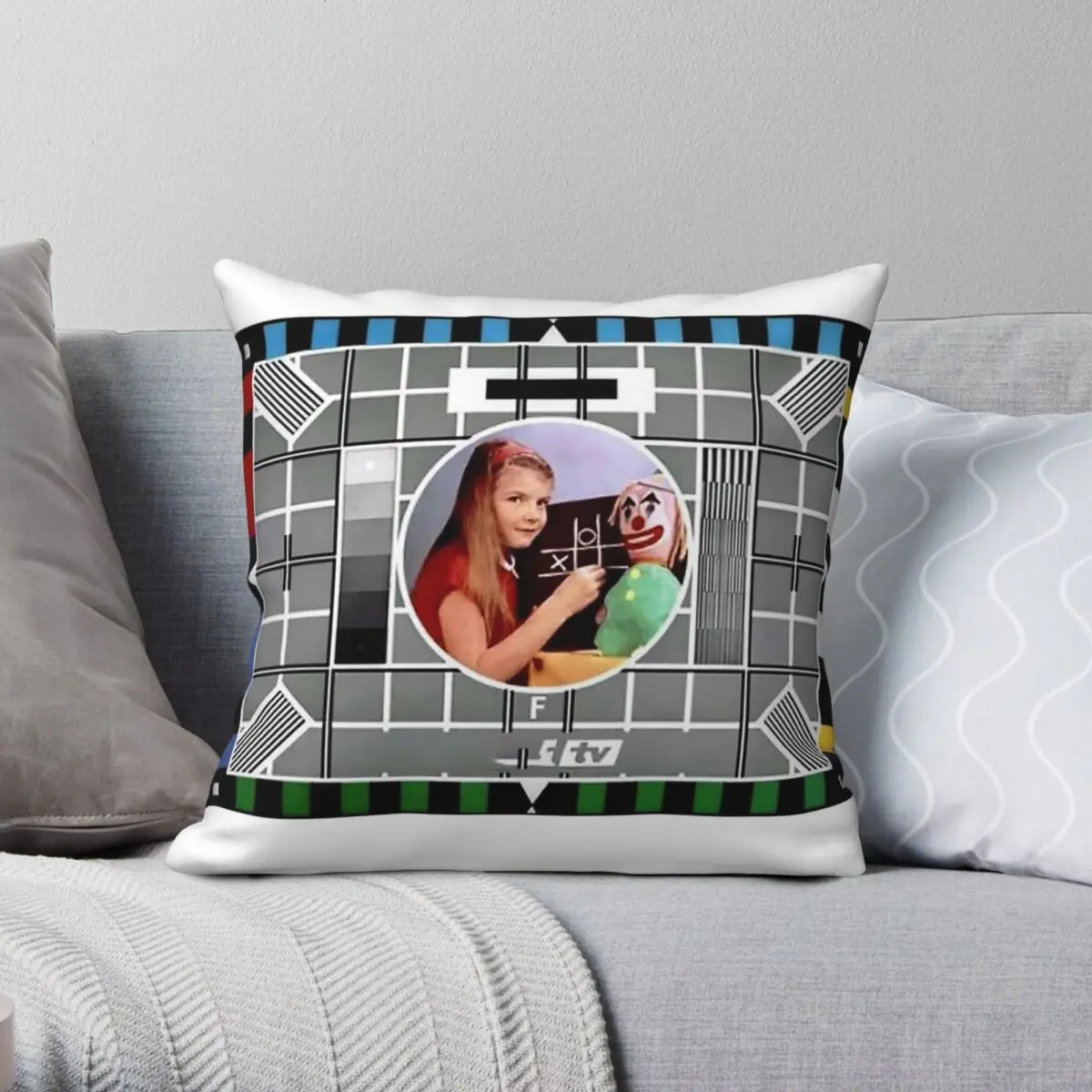 Classic TV Test Card Square Pillowcase Polyester Linen Velvet Printed Zip Decorative Throw Pillow Case Home Cushion Cover