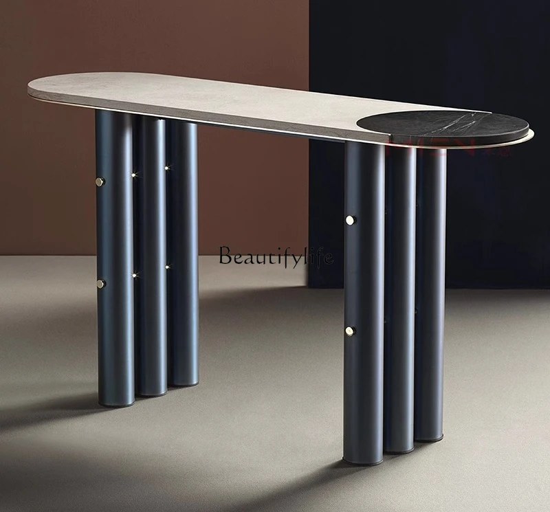 

5Stainless steel marble entrance creative foyer against the wall