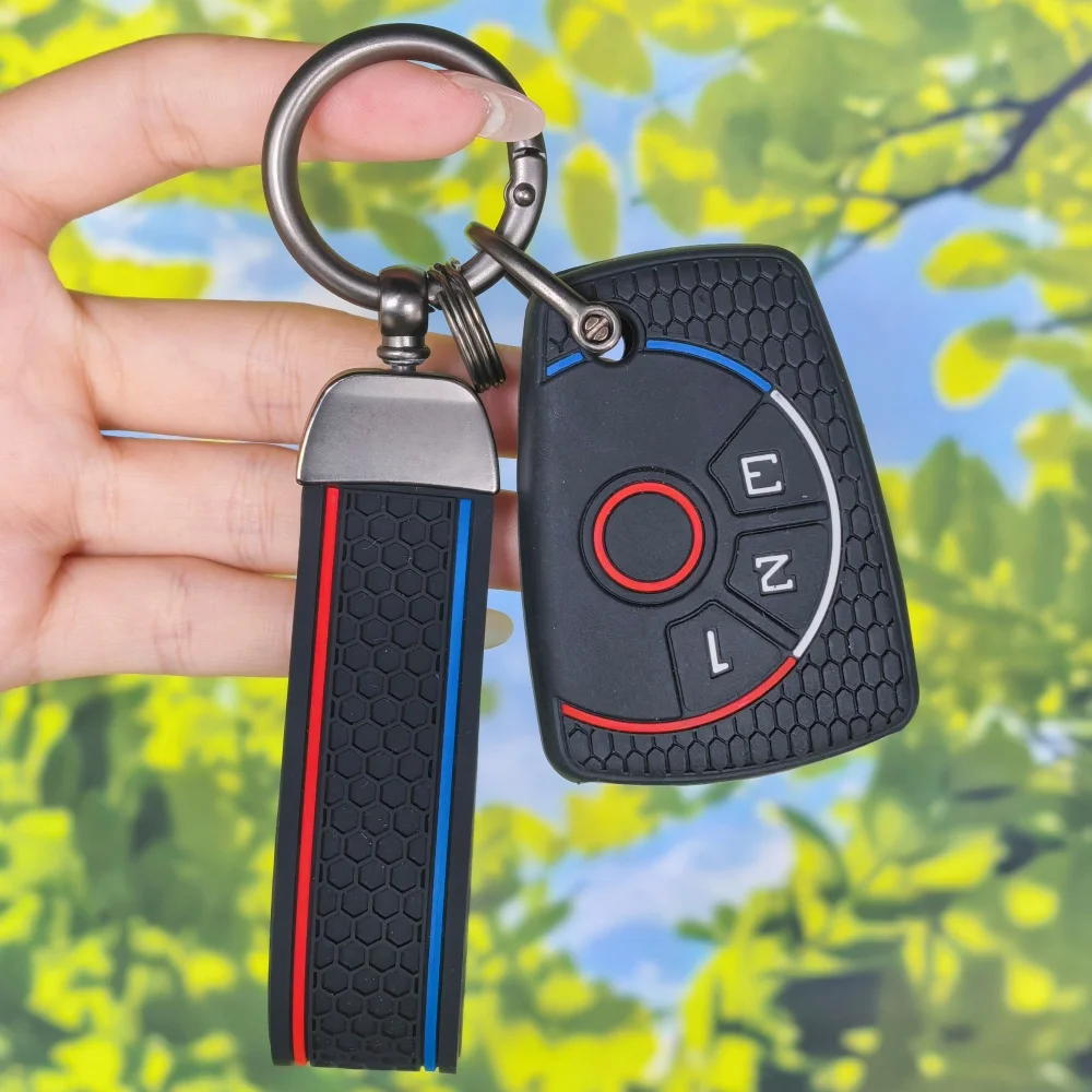 Honeycomb Silicone Key Cover with Keychain for Chevrolet Captiva 2017 Cruze Spark Silverado Camaro Aveo Sonic Onix Volt