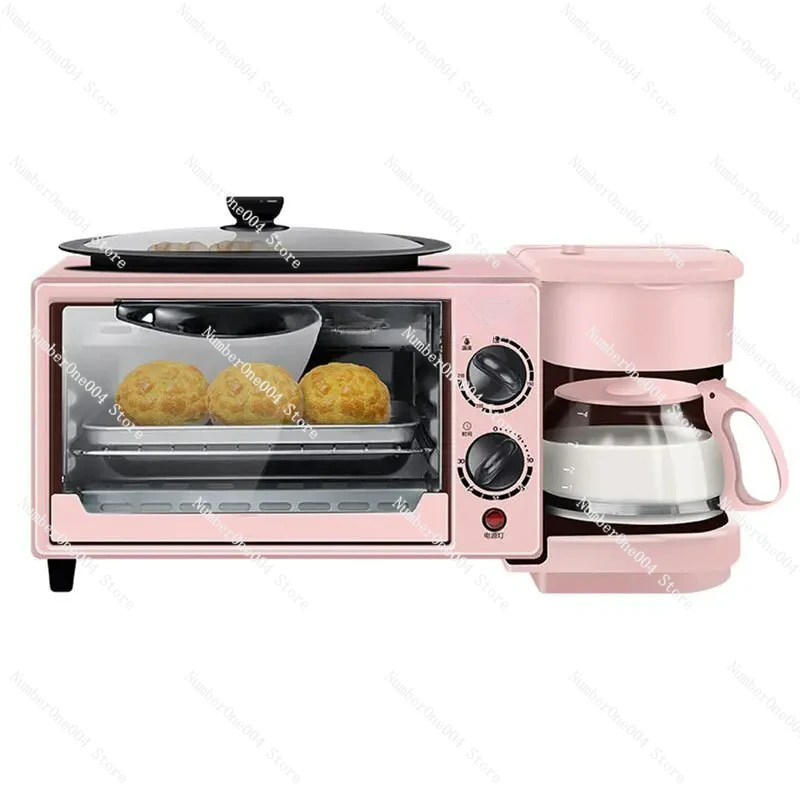 Home Use 3 In 1 Breakfast Makers Multi Function Breakfast Machine with Electric Heater 9L Toaster Oven Coffee Maker Frying Pan