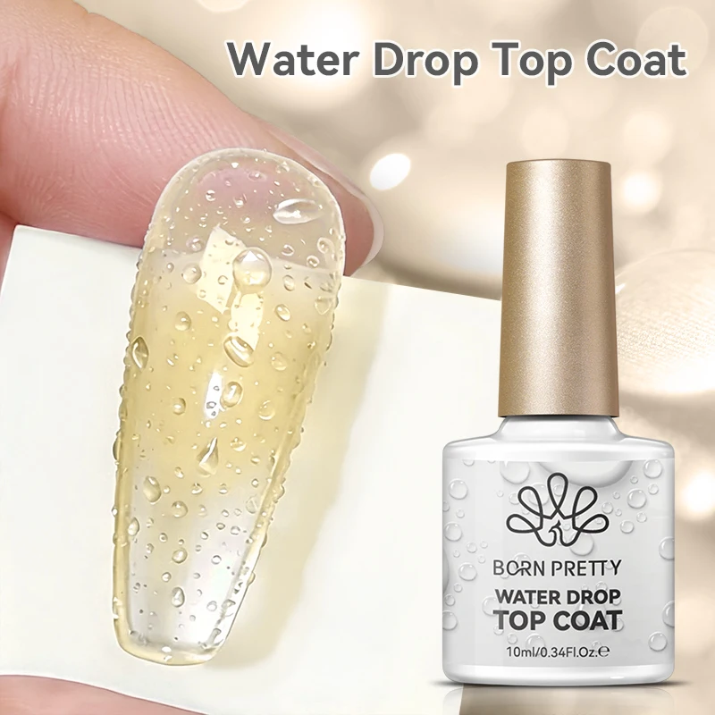 BORN PRETTY 10ml Nail Art Gel 3D Water Drop Top Coat Gel Nail Polish Clear Water Drops Non Wipe Summer Design Varnish Gel Polish