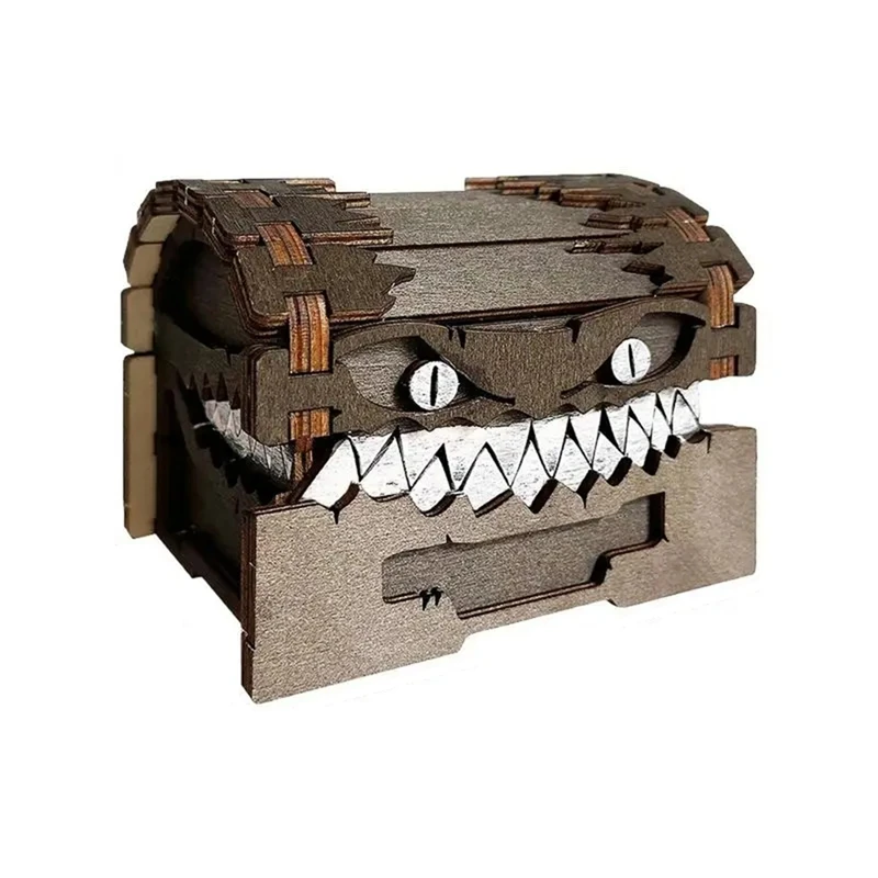 New-Dungeons Dragons Treasure Chest Monster Figure - Dice Storage And Wooden Craft Collectible Display Storage Box Coin Boxs