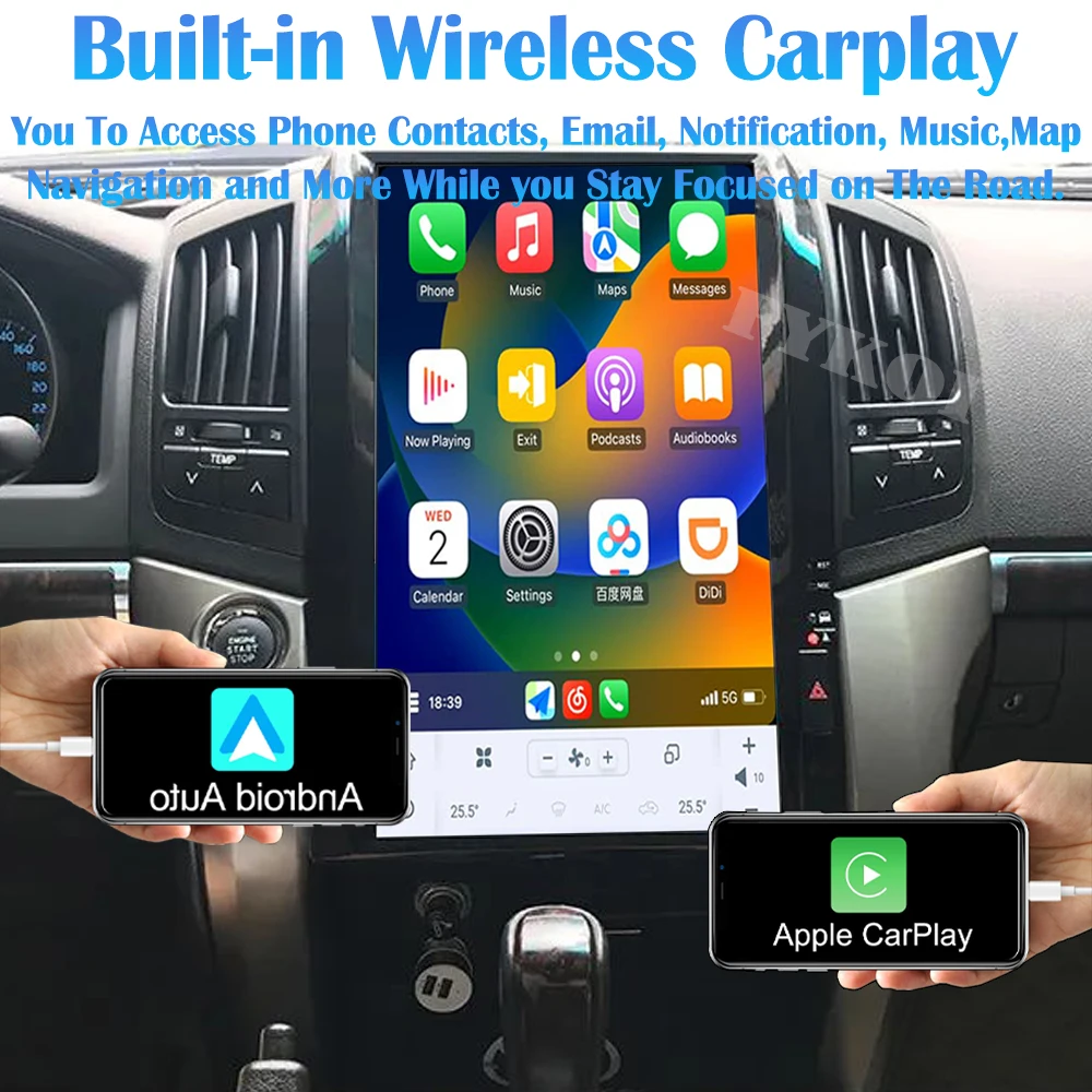 Car Radio For Toyota Land Cruiser 200 LC200 2007-2020 Automotive Multimedia Carplay Android Auto Tesla Style GPS Stereo 2 Din 4G