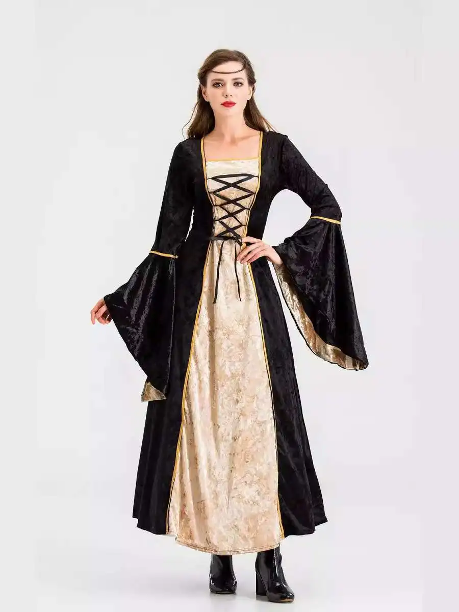 فستان أميرة على الطراز الأوروبي القديم، ثوب طويل للهالوين، تنورة عتيقة، زي نسائي تقليدي، فستان للعروض المسرحية #1