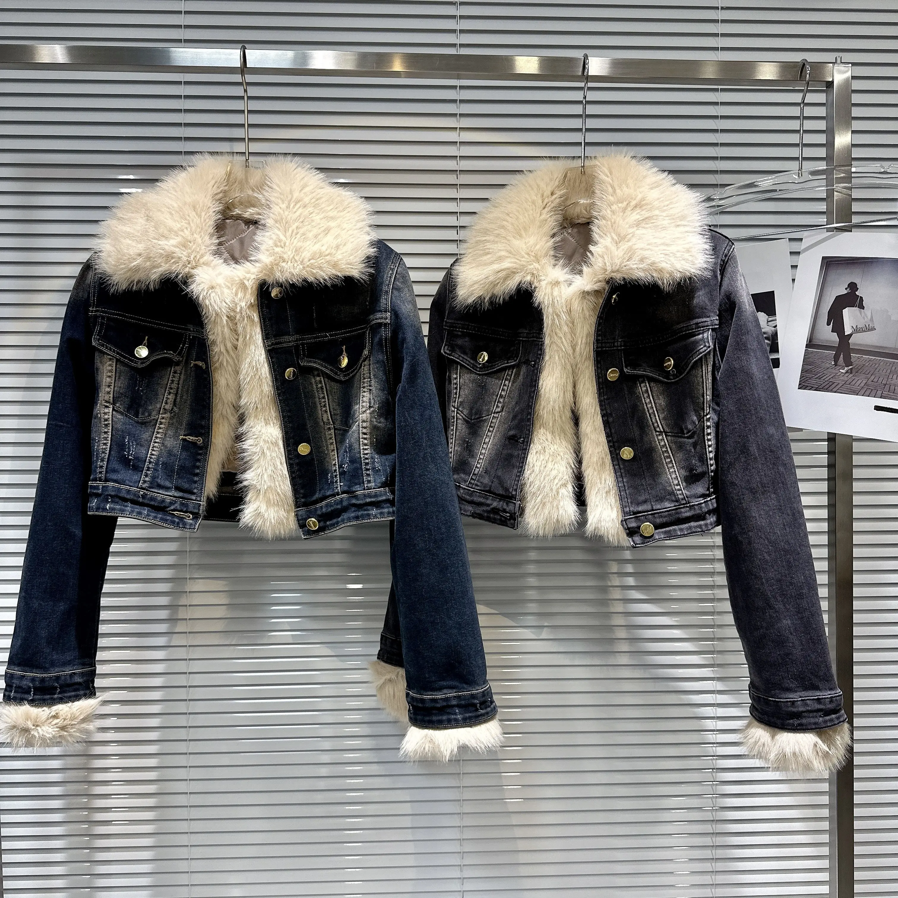 Winter 2026 New Street Stylish Short Denim Jacket Women's Warm Thickened Cotton Lined Washed Inner Padded Eco-friendly Coat