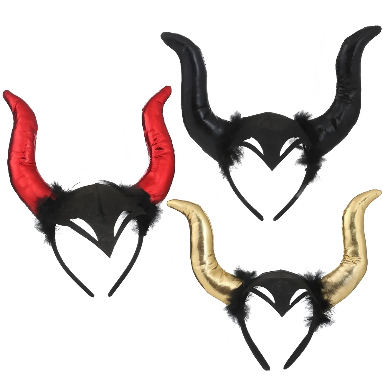 

20pcs/lot Devil Horns Headband Halloween Gothic Cosplay Hair Hoop Headwear Demon Hair band Party Decorations Black Red Gold