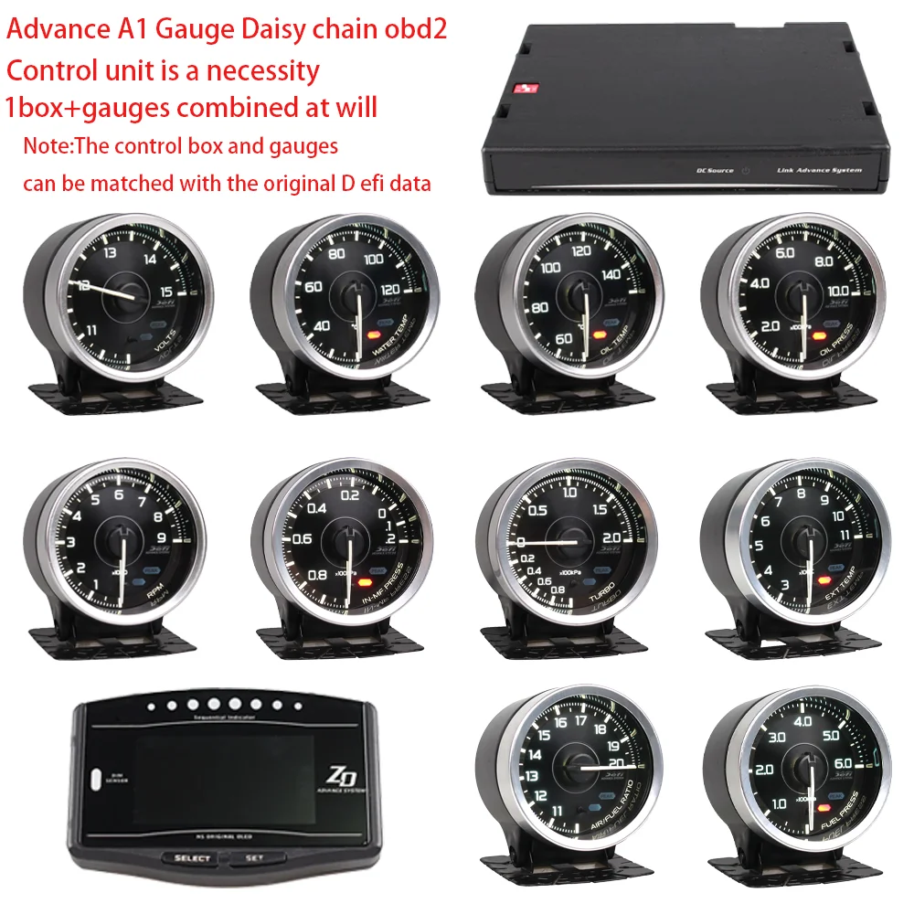 HA Accessories Def I Advance A1 Daisy Chain Gauges OBD2 60mm 7Colors Oil Pressure Water Oil Temp EGT Exhaust Temp Turbo Boost