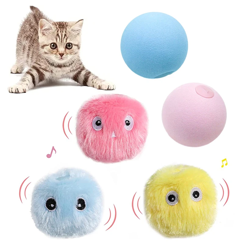 

Interactive Pet Toys Smart Cat Training Toy Pet Playing Ball Pet Squeaky Supplies Kitten Plush Toy Gravity Ball Pets accessories