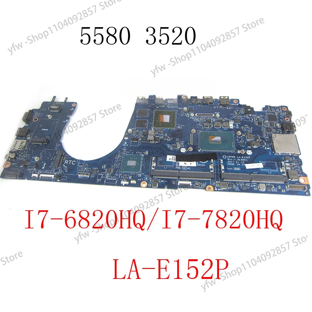 

For 5580 3520 Laptop Mainboard I7 6th/7th 940MX/M620 LA-E152P CN-0DN786 CN-00C220 Notebook Motherboard