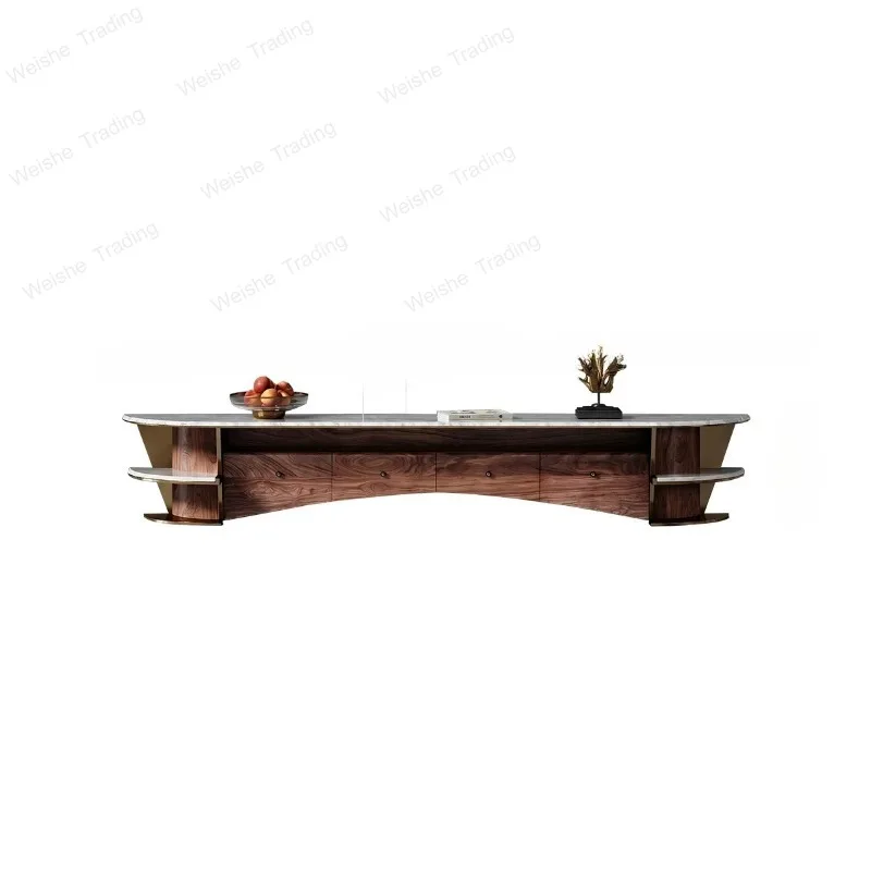 Light luxury TV cabinet living room home modern new minimalist natural marble TV cabinet
