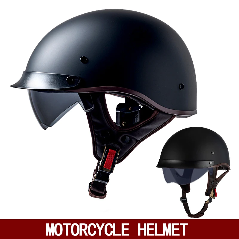 Retro semi-helmet motorcycle helmet American cruise locomotive summer floating helmet battery motor car helmet female