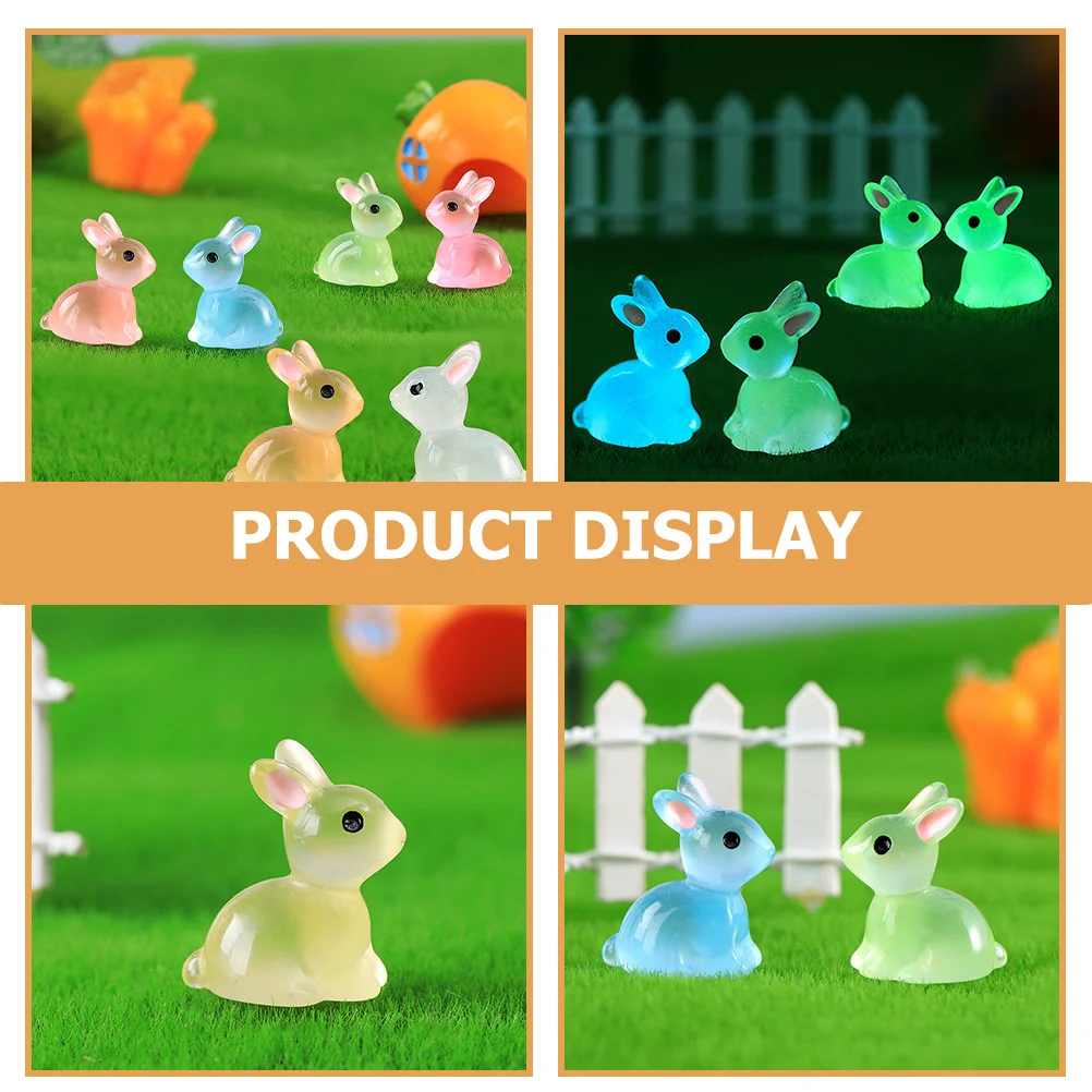 

12Pcs Tiny Resin Rabbit Statues Micro Landscape Decors Durable Animal Ornaments Cheerful Gifts Mini Rabbit Bunny Figurine
