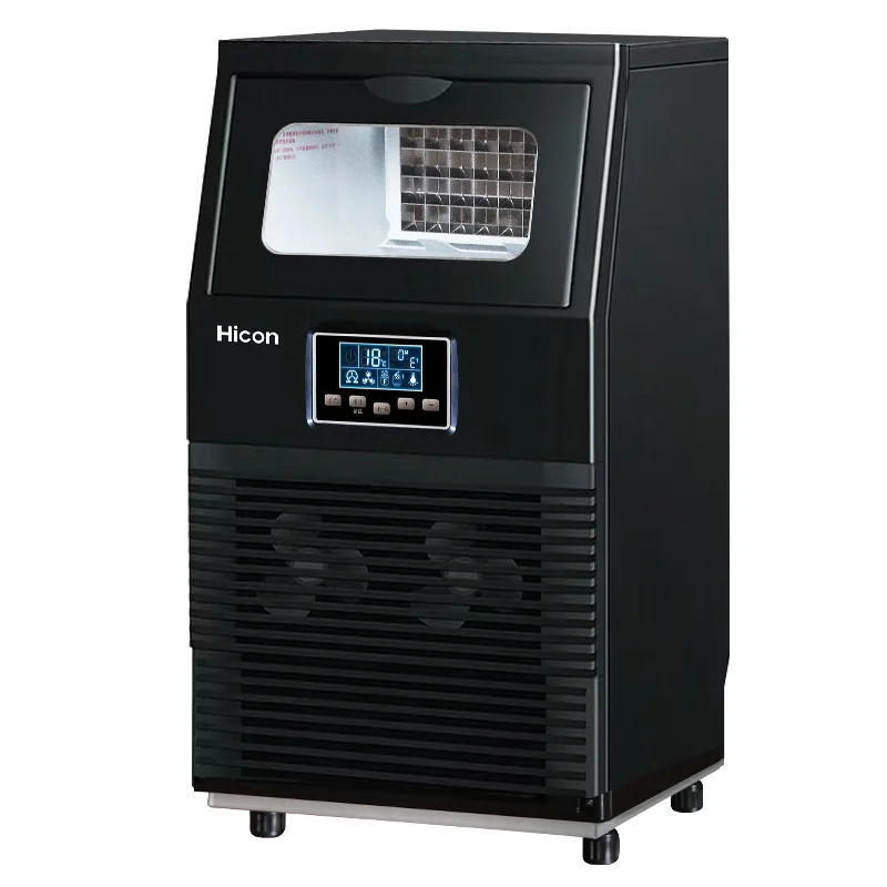 Countertop Fully‑Automatic Square Ice Cube Maker, 40Kg/24H Daily Output Compact Ice Machine for Milk Tea Shop