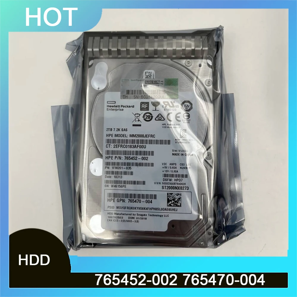 1PCS HDD 2TB SAS 7.2K 12GB/s 2.5" For HPE MM2000JEFRC 765452-002 765470-004