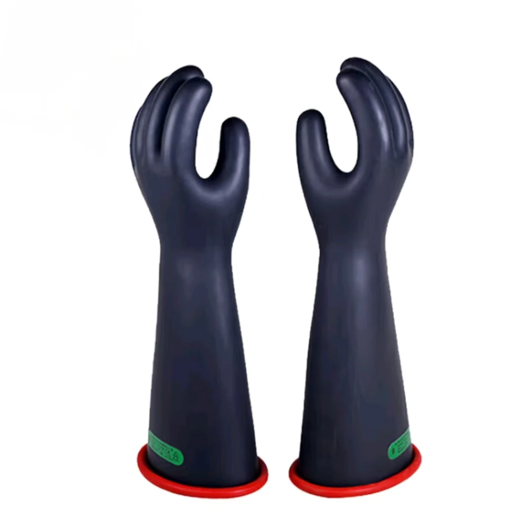 Guanti elettrici isolati ad alta tensione da 20 KV di classe 2 di alta qualità realizzati in lattice di gomma Funzione protettiva antistatica impermeabile