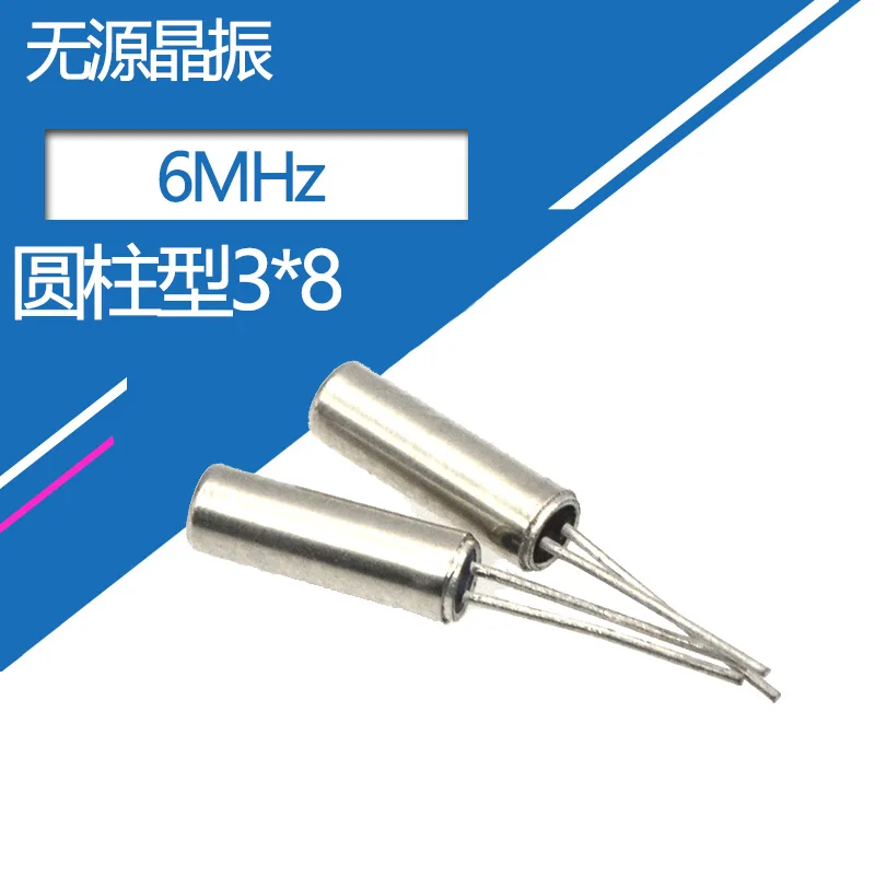 10pcs 3*8mm Crystal Cylinder Quartz Resonator 6mhz 6m 6.000mhz 2pin 3x8mm