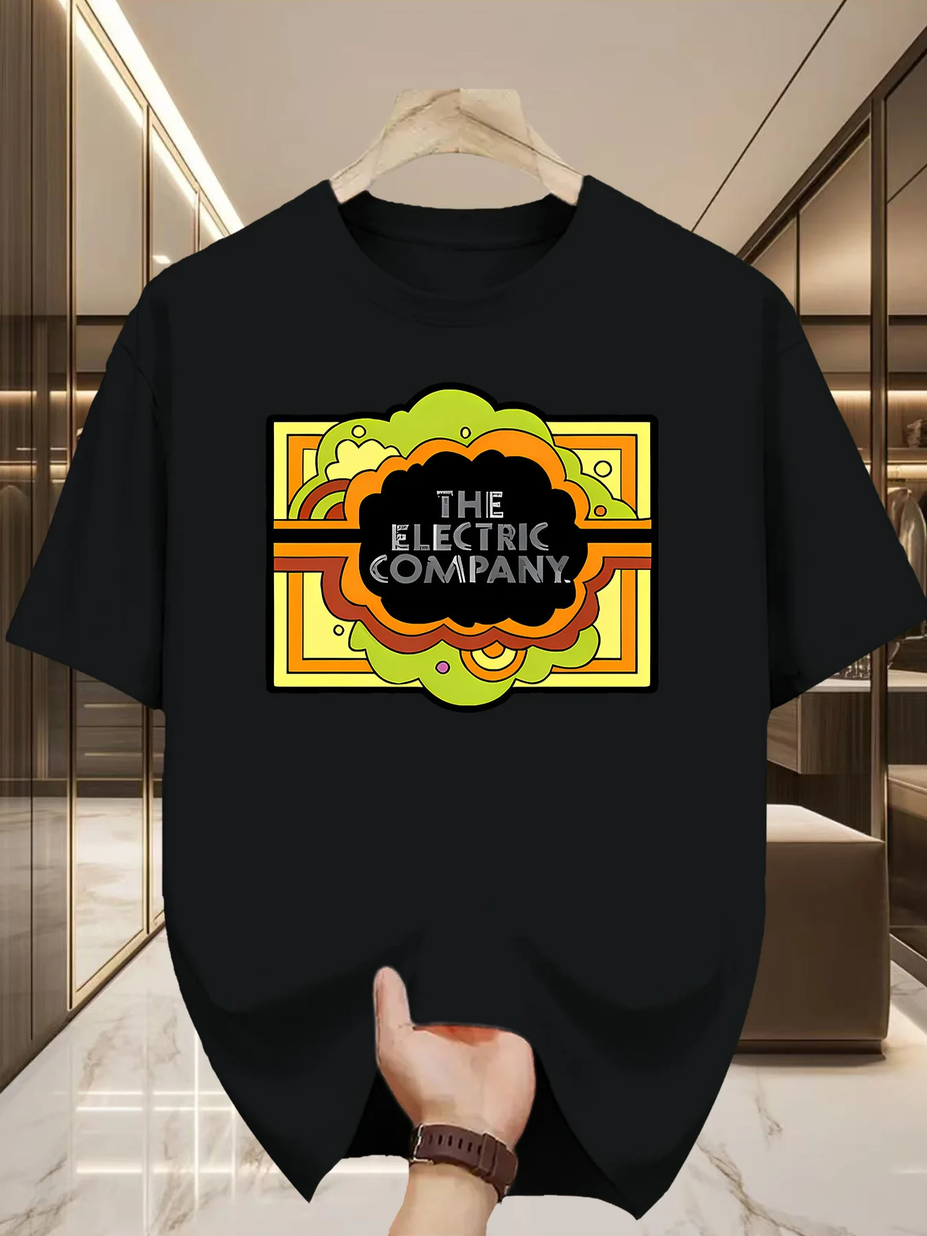 The Electric Company Men's Logo T-Shirt - Retro Tv Show Branding Print, Casual Round Neck Short Sleeve Tee