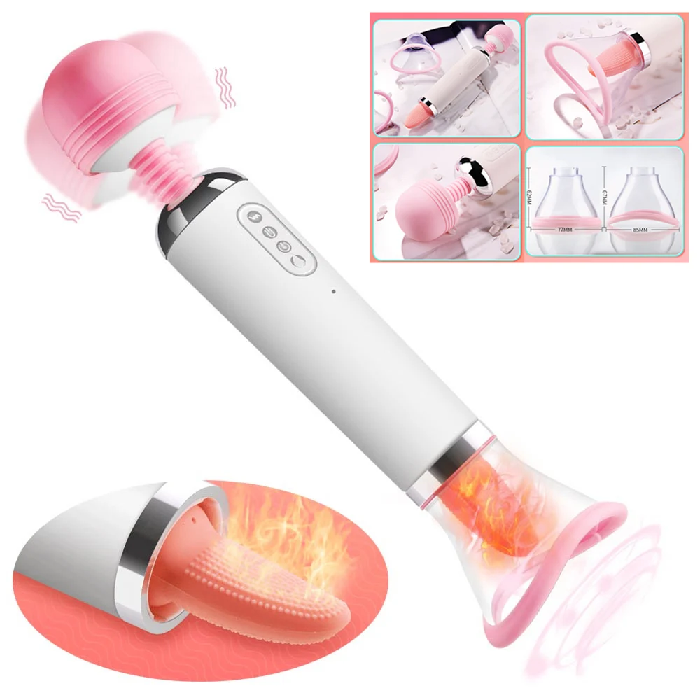 Automatische Intelligente Verwarming Vibrator 3 In 1 Krachtige G-Spot Stimulator Tepel Zuigen Clitoris Tong Likken Vibrator Sekswinkel