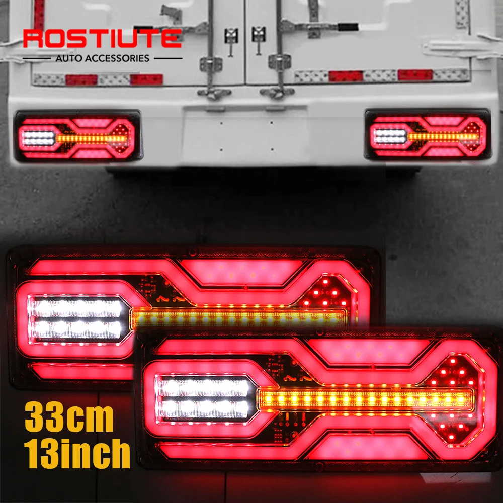 2PCS 24V LED Truck Rear Lights with Turn Signal LED Tail Lights Brake Reverse Indicator for Campers Cargo RV Tractor Taillights