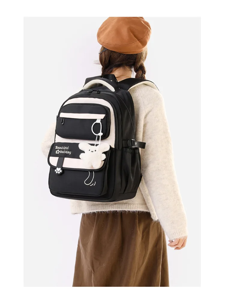 Middle School Backpack for Girls Large Capacity Bookbag Lightweight Fashion Student Backpack Simple Modern School Bags for Teens