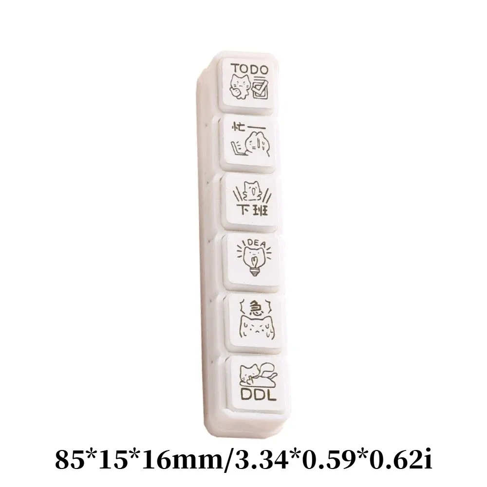 Cute Good Mood Series Cat Shape Stamp Mini DIY Cartoon Pattern Stamps Simple 6 Lines Diary Stamp Notebook Scrapbooking Decor - view 6