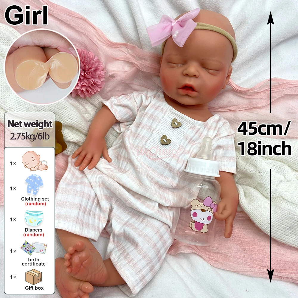 18인치 전체 몸 부드러운 실리콘 재태어난 아기 소녀는 미술 수집자를 위한 눈에 보이는 정맥 인형을 사용할 수 있습니다