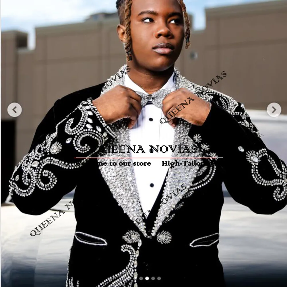 

Exquisite Designer Suits Men For Wedding Sparkly Shawl Lapel Sequin Prom Blazers Customized 3 Pieces Groom Tuxedos Man Clothing