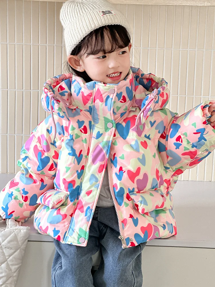 2024 New Winter Girls White Duck Down Jacket Children Cute Printed Hooded Warm Down Coat y1391 image 3