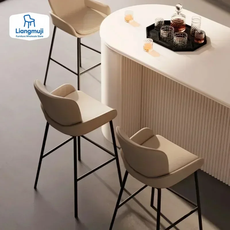 

Островный обеденный стол, барный стул, высокая кожаная железная вечеринка, барные стулья, элегантная роскошная эргономичная мебель Gabello Cucina Alto, барная мебель