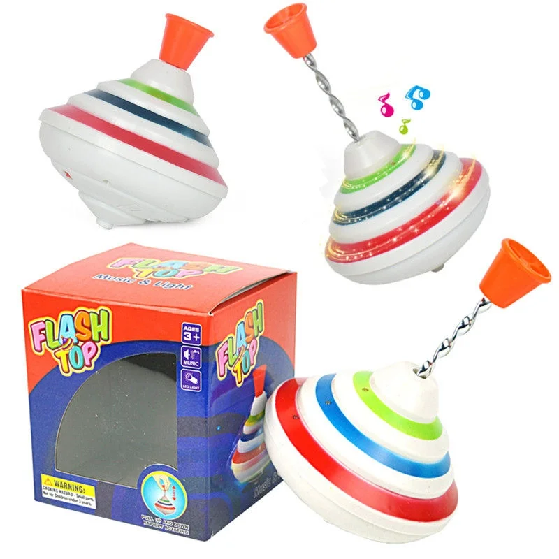 Manual Press Large Spinning Top Color Flash Musical Sound Drifting Educational Interactive Toy for Kids Party Game