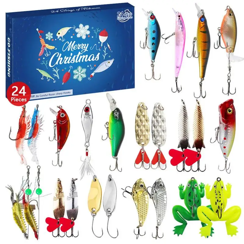 

markii Advent Calendar Fishing Christmas Countdown Fishing Lure For Man Fishing Christmas Countdown Advent Calendar 24-dniowe Boże Narodzenie