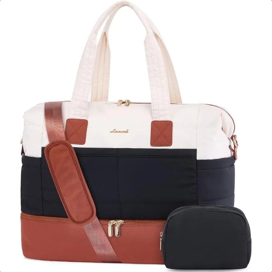 

Large Women Travel Duffle Bag Carry on Overnight Bag with Shoe Compartment and Toiletry Bag Weekend Travel Duffel Tote Bag Yoga