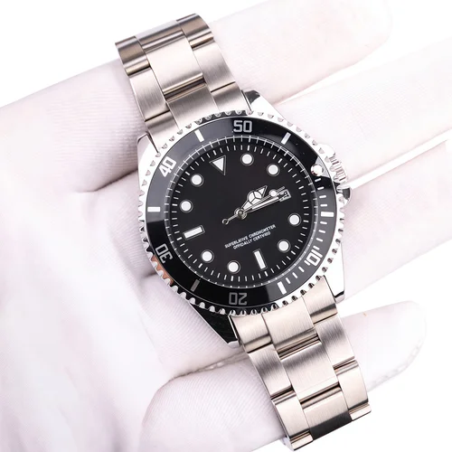 Imagen 2 del producto Correa de reloj de acero inoxidable 904L de 20mm, correa de pulsera sólida con extremo curvado y cierre de bloqueo deslizante para caja de reloj de 40mm y 41mm