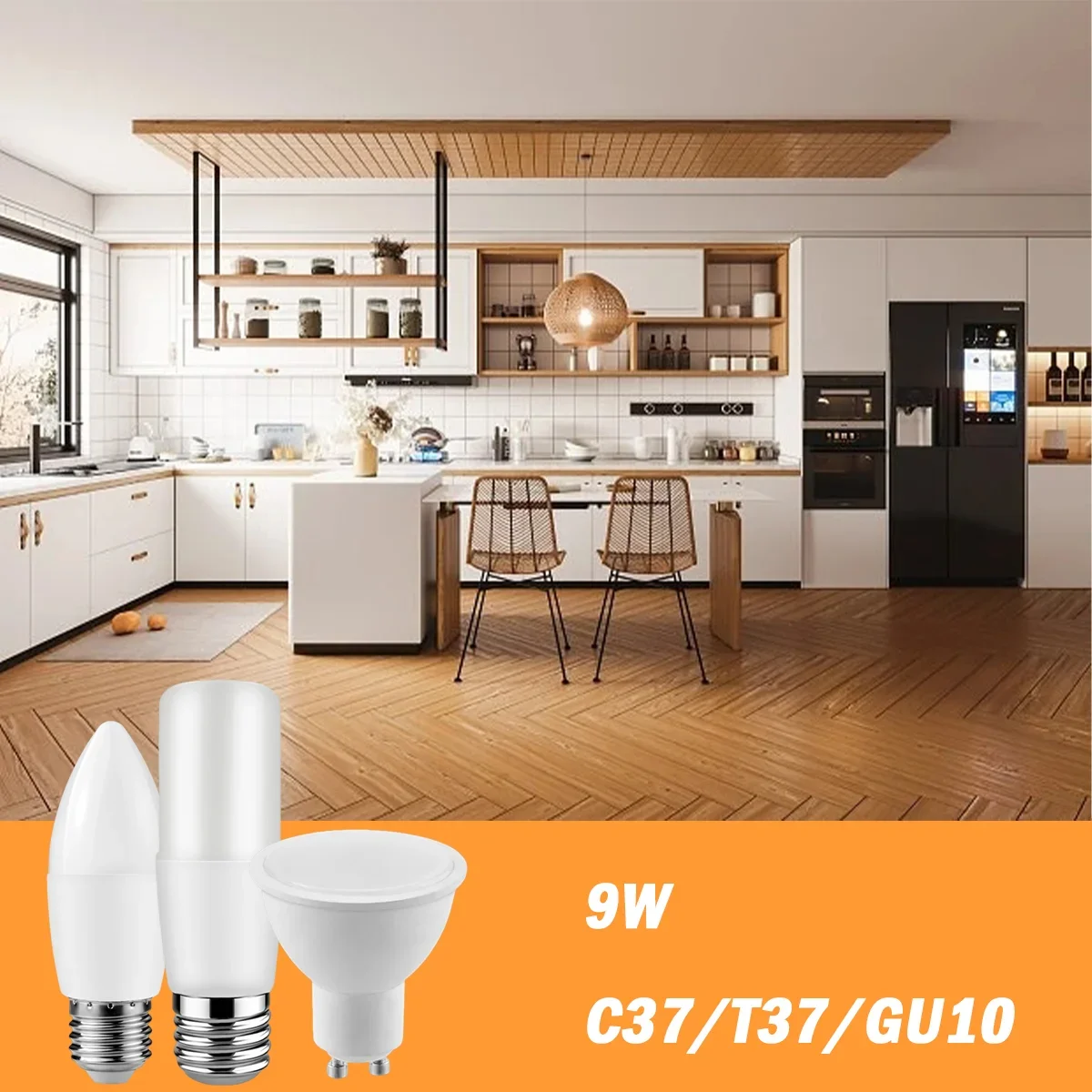 3PCS LED Light C37 T37 GU10 9W AC220-240V E14/E27/B22/GU10 High Lumen No Strobe Warm White Light for Indoor Lighting