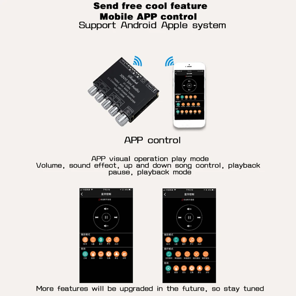 مضخم الصوت الرقمي مكبر كهربائي مجلس تيار مستمر 5-26 فولت 2.1 قناة بلوتوث متوافق وحدة AUX المدخلات 3.5 مللي متر الإخراج