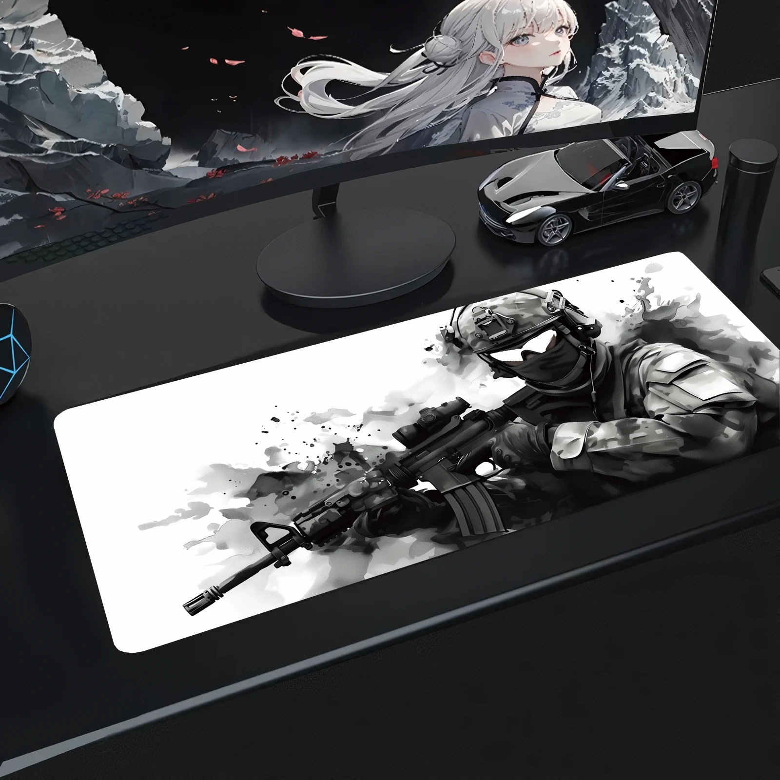 

Tactical Soldier Large Size Non-slip Rubber Mousepad XXL Computer Gaming Accessories Keyboard Desktop Decoration Mat for Offices