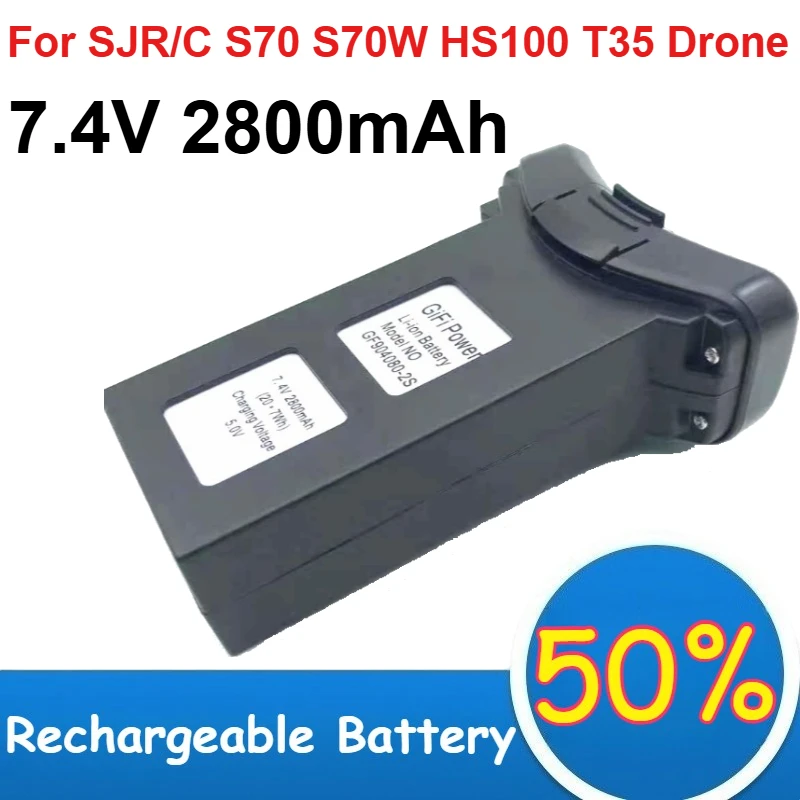 

For SJR/C S70 S70W HS100 T35 Drone Spare Lithium Battery Rechargeable GF904080-2S 7.4V 2800mAh Large Capacity