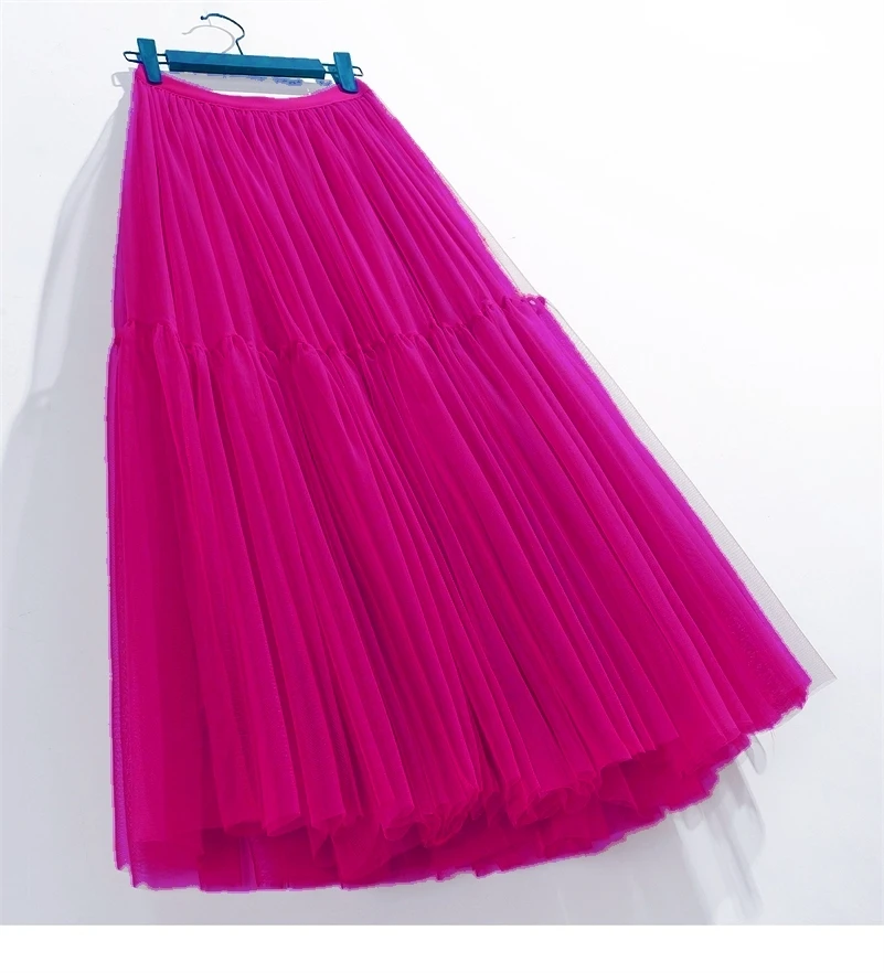 

Maxi Long Tulle Skirts for Women Black Gothic Pleated Skirt Casual Party Fairycore Summer Winter Jupe Longue 2025 Falda Mujer