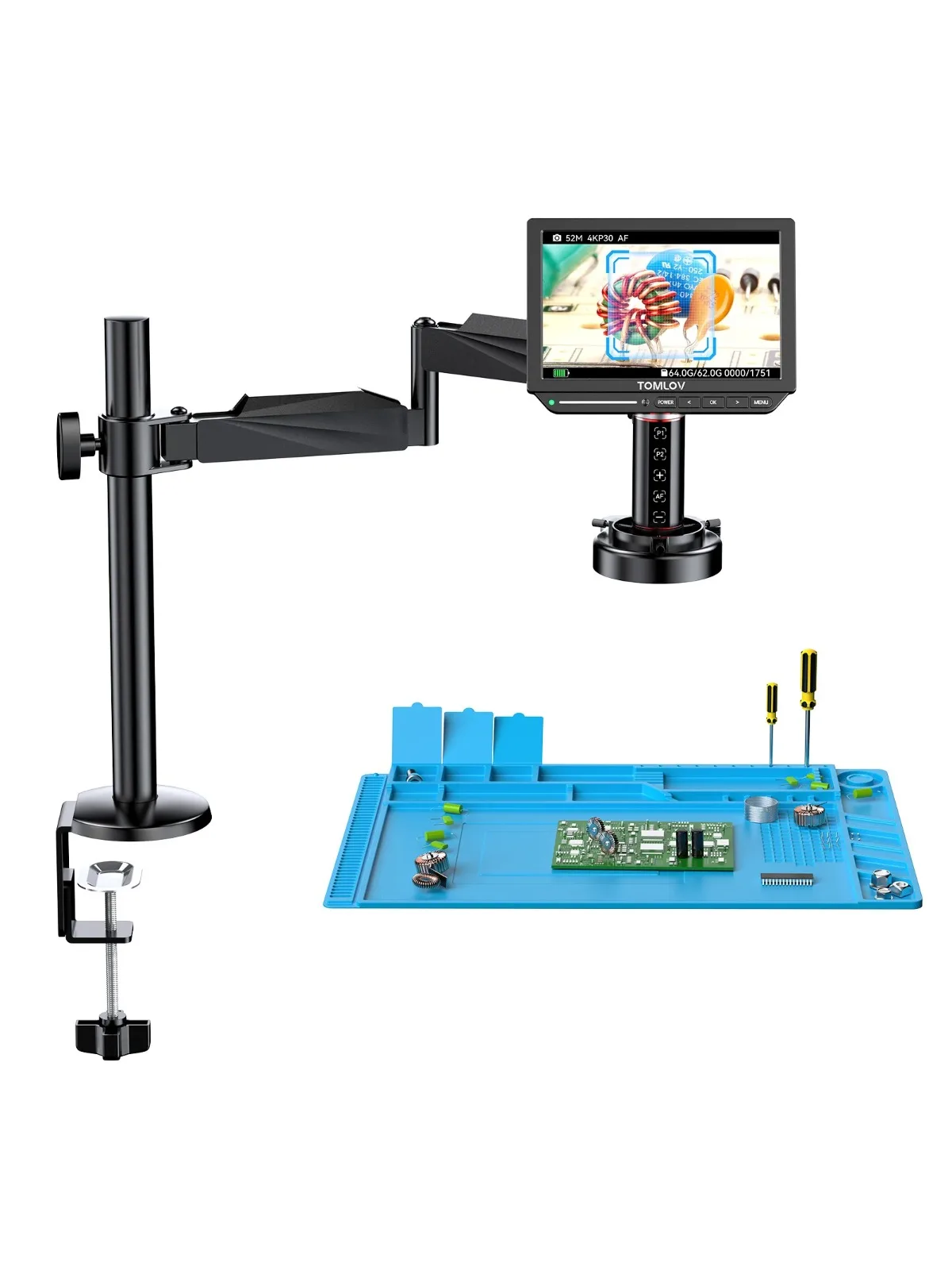TOMLOV 4K Digitalmikroskop Autofokus 2000X 8" TM4K-AF Flexarm HDMI Elektronik-Löt-Mikroskop für Handy-Reparatur"