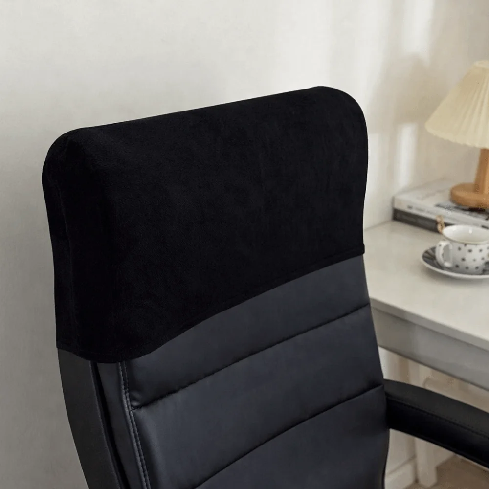 Dust-proof Chair Back Cover Velvet High Elasticity Chair Office Headrest Solid Color Comfortable Executive Chair Half Cover