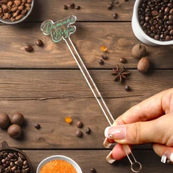 10-120pcs Personalized Acrylic Party Drink Stirs,Customized LOGO Print Cocktail Stirrers Baptism Souvenir Wedding Drink Stirrers